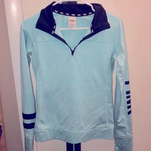 Love Pink teal track sweatshirt. Half zip up